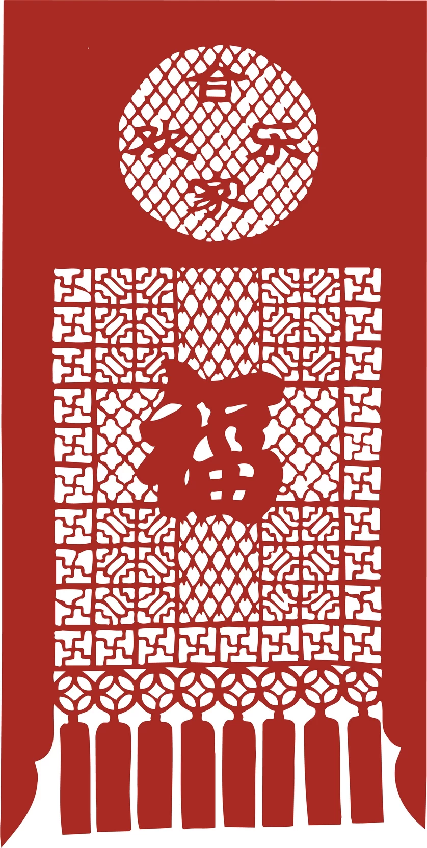 中国风中式传统喜庆民俗人物动物窗花剪纸插画边框AI矢量PNG素材【1995】